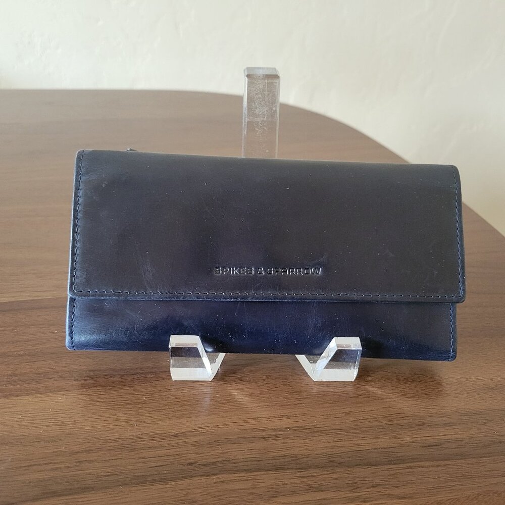 Navy Blue Spikes and Sparrow Genuine Leather Trifold Wallet